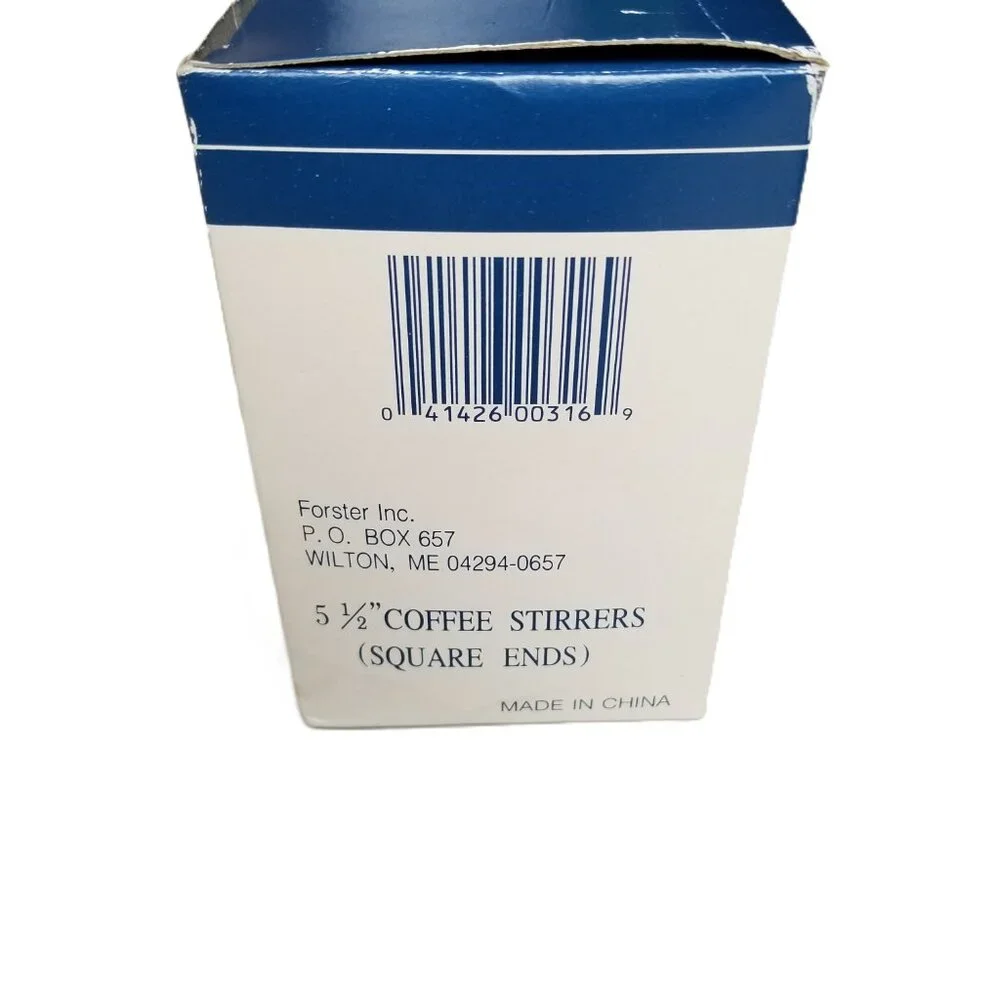 Forster Coffee Stirrers 1000 Count 5.5in White Birch Wood Square Ends